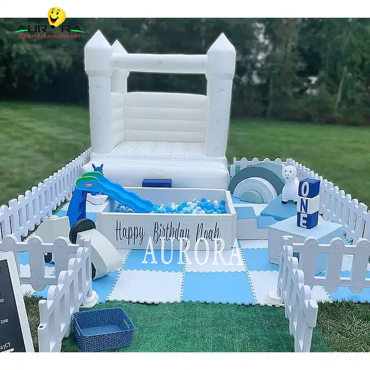 Indoor speeltuin opblaasbare zachte speeltoestellen feest witte bal put voor kinderen