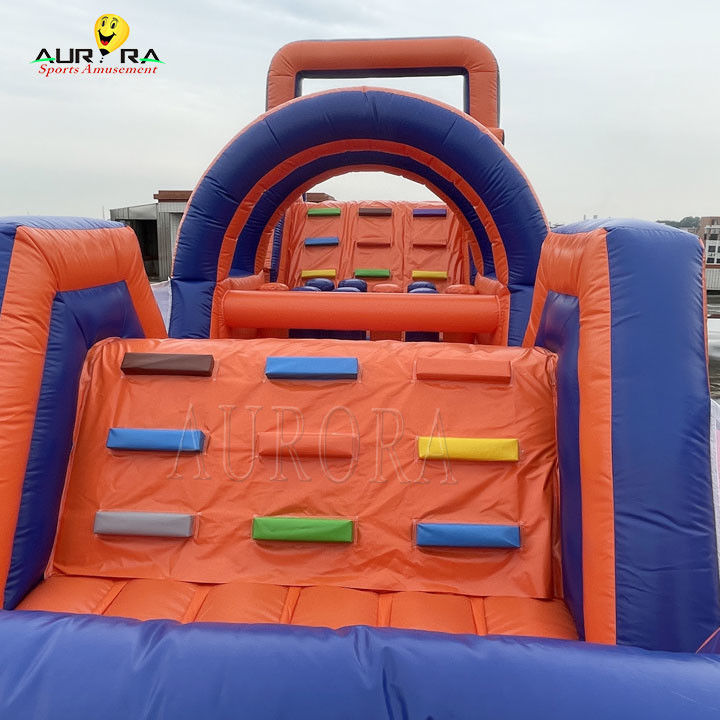 PVC Buitenopblaasbare hindernisbaan Bounce House Niet-toxisch Rood Blauw Kleur