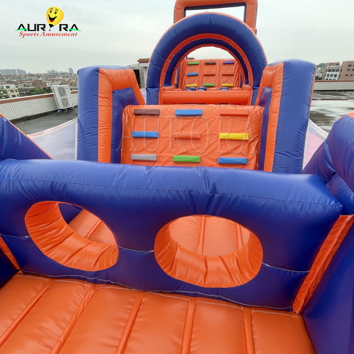 PVC Buitenopblaasbare hindernisbaan Bounce House Niet-toxisch Rood Blauw Kleur