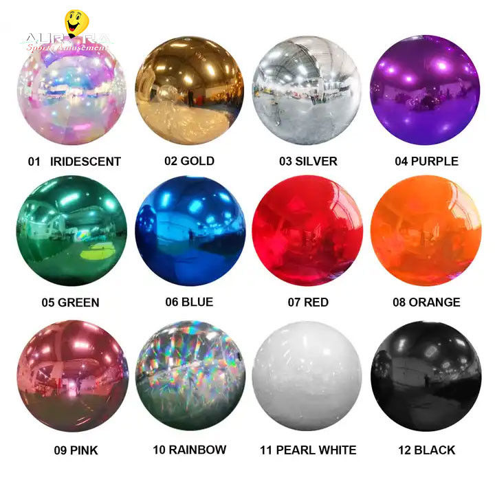 Kleurrijke opblaasbare spiegelbal 0.3 mm PVC Party Grote decoratieve bollen