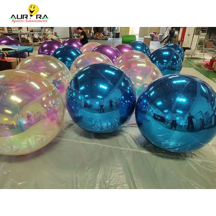 Reus zilveren opblaasbare spiegelbal PVC voor kerstfeest decor