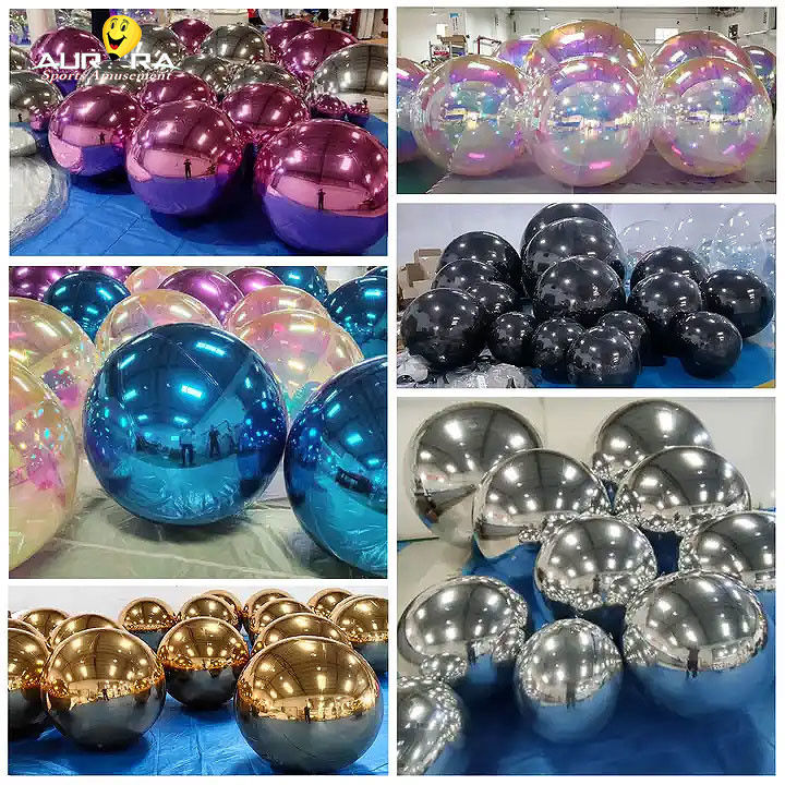 Roze PVC opblaasbare spiegelbal Event decoratie Grote glanzende ballon