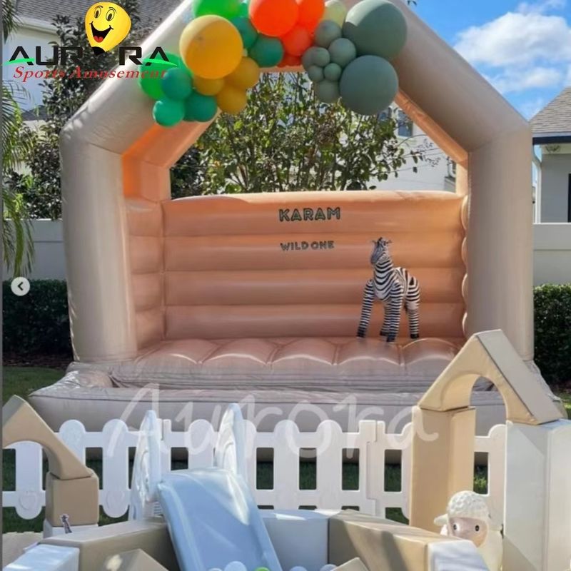 Bruin en wit PVC PU opblaasbare zachte speeltoestellen speeltuin aangepaste kleur
