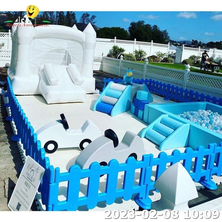Gepersonaliseerde kinderen spelen blauwe softball pit Indoor soft play apparatuur Digitaal drukken