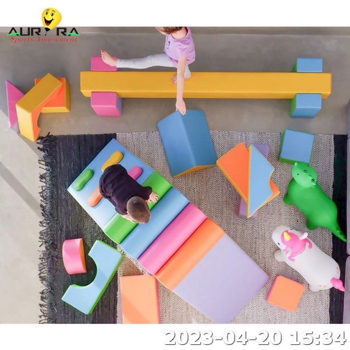 PU Lederen Kinderen Soft Play Equipment Block Foam Indoor Play Ground Ball Pit Pool Blauw