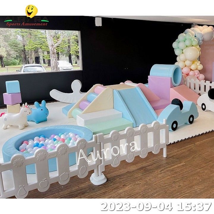 Pastel Soft Play Equipment Set Preschool centrum soft play mat schuim bal put kinderen