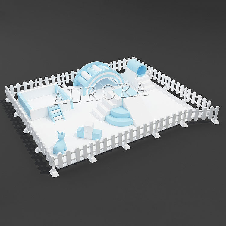 Soft Play White Fence Indoor Foam Slide Ball Pool Kinderen Soft Play Sets Area