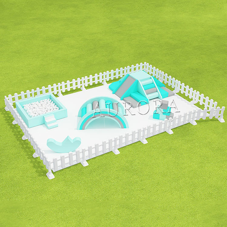 Soft Play Equipment Set White And Blue Foam Play Voor feestverhuur