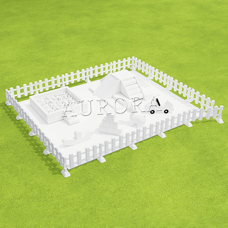 Soft Play Equipment Set White And Blue Foam Play Voor feestverhuur