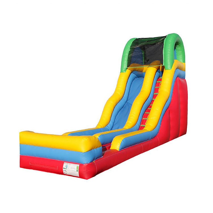 Commerciële 18ft droog glijbaan opblaasbare water glijbaan nat voor huur feest glijbaan rood geel