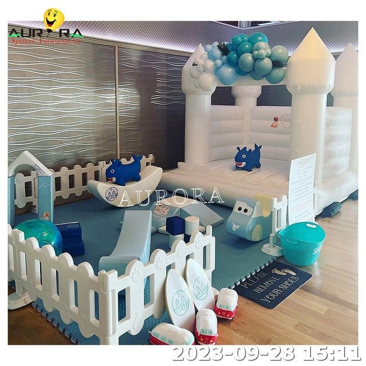Kinderen Indoor Soft Play Equipment met Blue Bounce House Voor feestverhuur