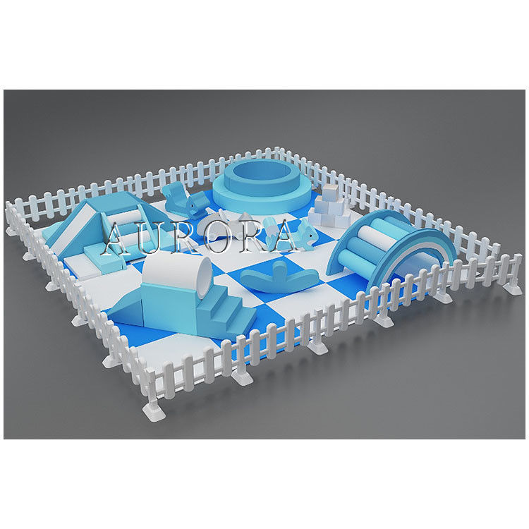 Gepersonaliseerde Soft Play-apparatuur Set Wit en Blauw Schuim Soft Play Met Ball Pit