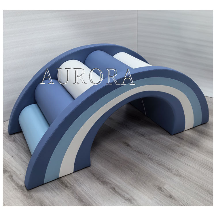 Gepersonaliseerde Soft Play-apparatuur Set Wit en Blauw Schuim Soft Play Met Ball Pit