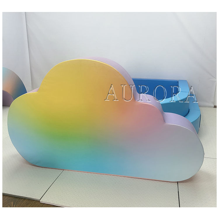 Cyan Blue Ball Pit Kinderen Soft Play Equipment Spelfeest Kleurrijke Wolken Arch