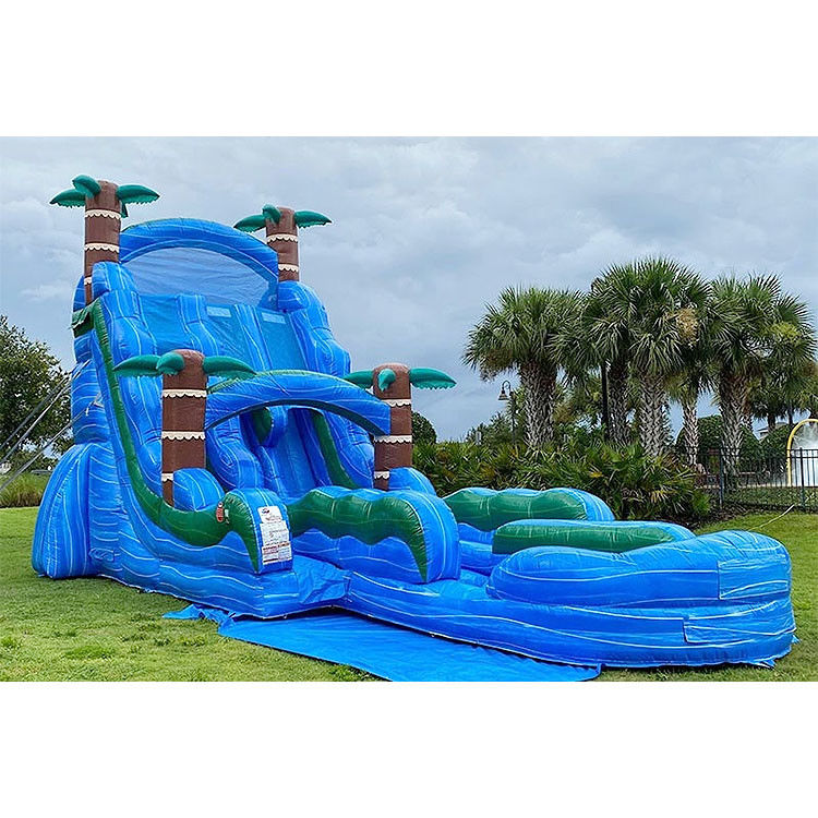 Grote opblaasbare glijbaan voor buitenfeesten Bounce House Blauwe glijbaan