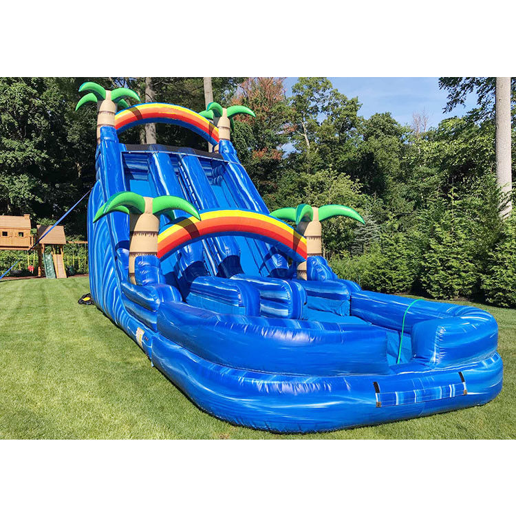 Grote opblaasbare glijbaan voor buitenfeesten Bounce House Blauwe glijbaan