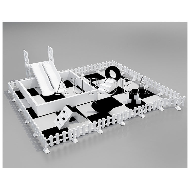 Zwart-wit speeltoestellen voor kinderen.