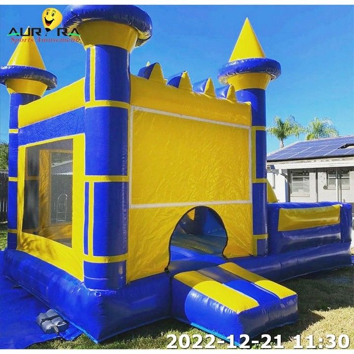 Opblaasbaar Bounce House Springende Bouncer Blauwe Kleur Op maat gemaakte combo slide
